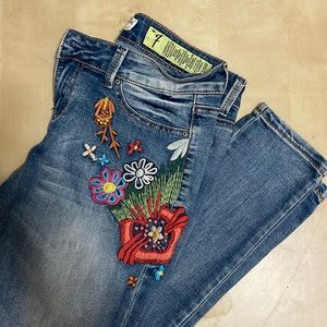 Flower Embroidered Jeans